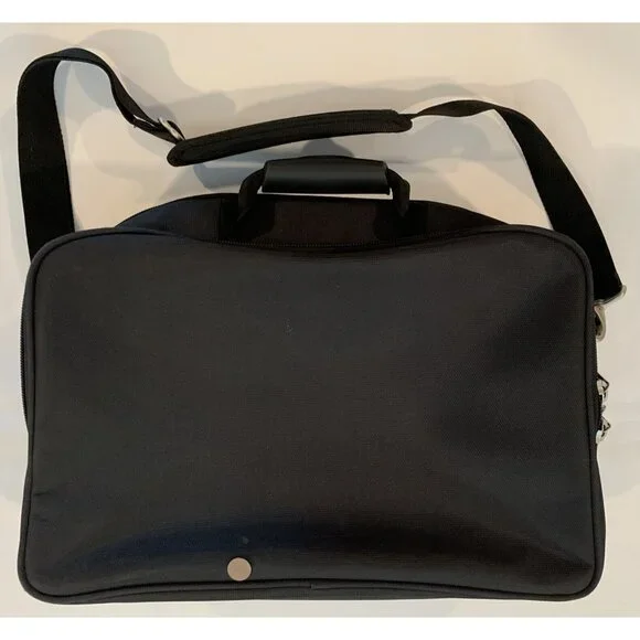 Eddie Bauer Black Nylon Laptop Bag Adjustable Strap Multiple Compartments Padded - Picture 8 of 14